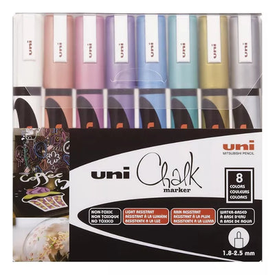 Marcadores Tiza Uni-Chalk 5M -Set 8 Colores Metálicos
