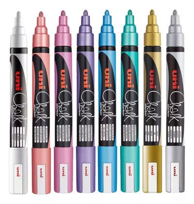 Marcadores Tiza Uni-Chalk 5M -Set 8 Colores Metálicos