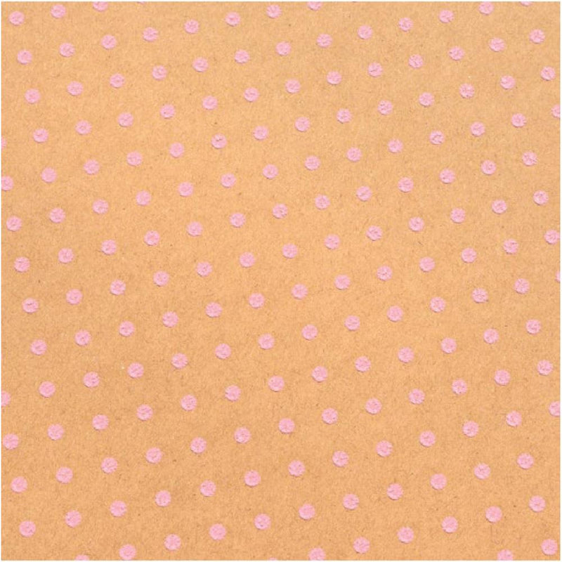Papel cartulina- Kraft puntos rosados