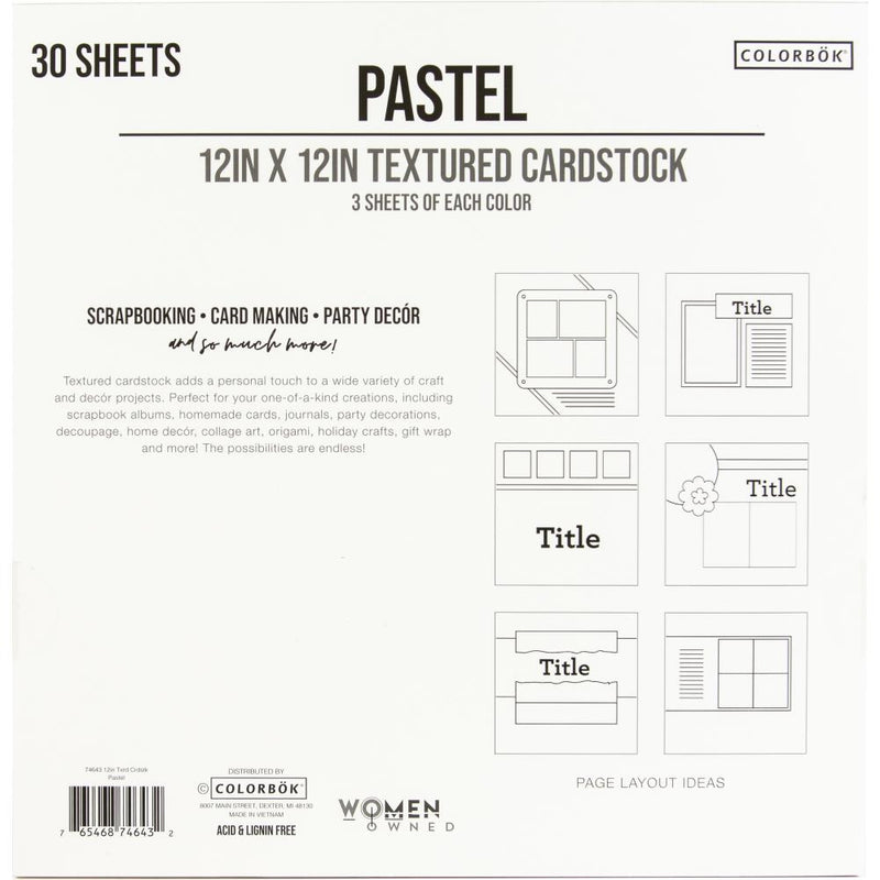 Stack cartulinas texturadas 12x12 - Pasteles