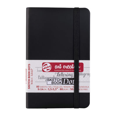 Libreta Sketchbook Art Creation 80gr 80hjs Negra Con Puntos- 9x14 cm