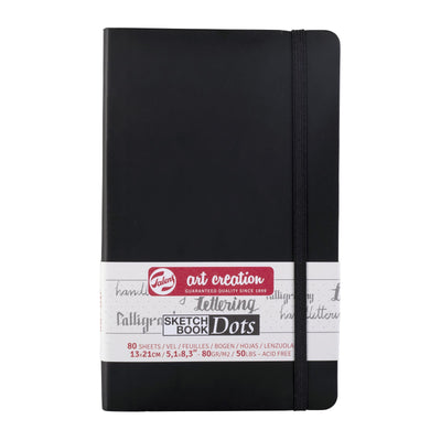 Libreta Sketchbook Art Creation 80gr 80hjs Negra Con Puntos- 13x21 cm