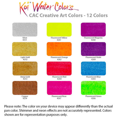 Acuarela Koi 12 COLORES- Colores flúor y metálicos