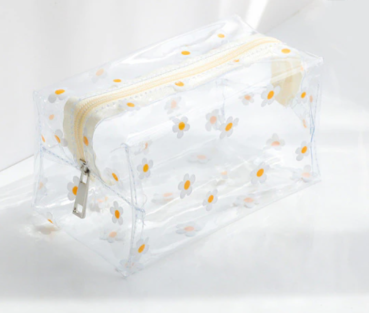 Estuche transparente - Flores margaritas