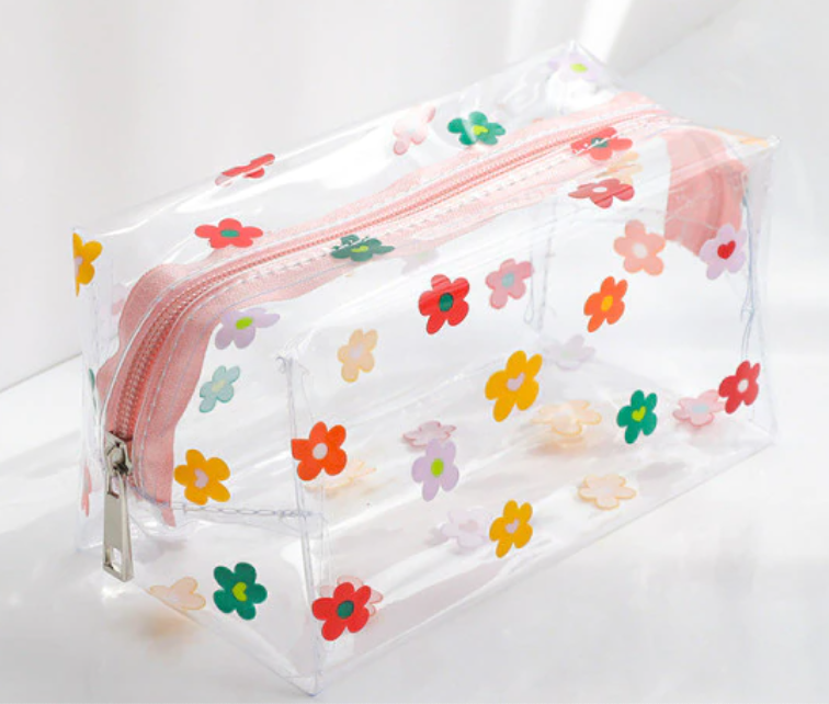 Estuche transparente - Flores de colores