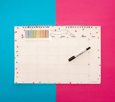 Calendario en kit mensual muro- Puntos de colores