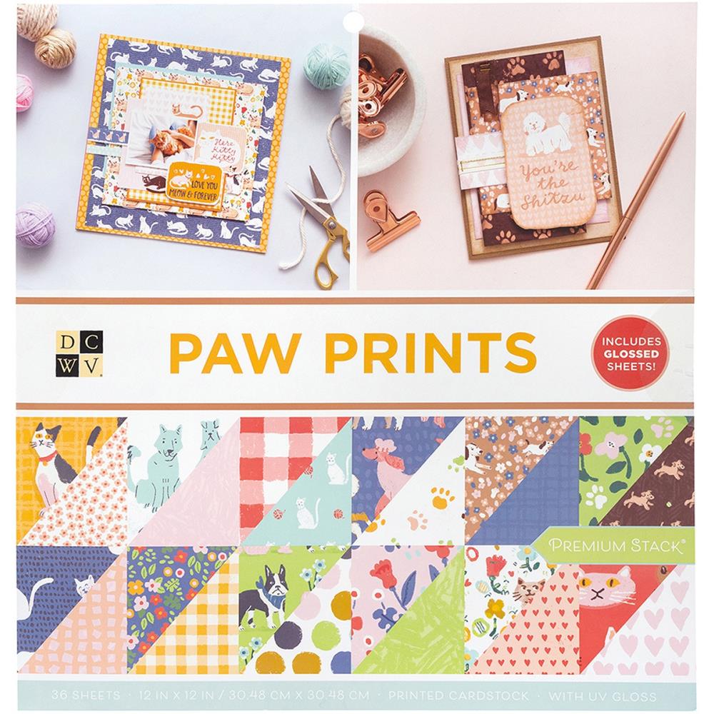 Stack Papeles 12x12- Paw prints