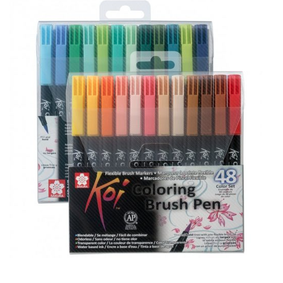 Set 48 Colores Plumón Acuarelable Koi Coloring Brush