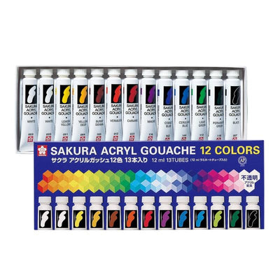 Set 12 colores Acrílicos Gouache - Sakura