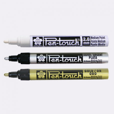Set 3 marcadores Pen touch-Dorado, plata y blanco-2 mm