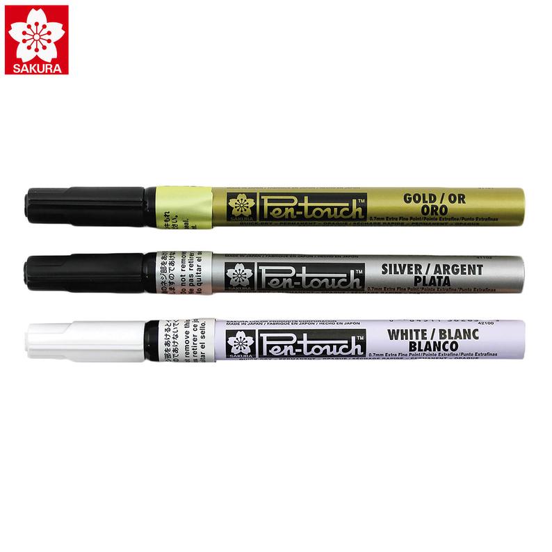 Set 3 marcadores Pen touch-Dorado, plata y blanco-0,7mm