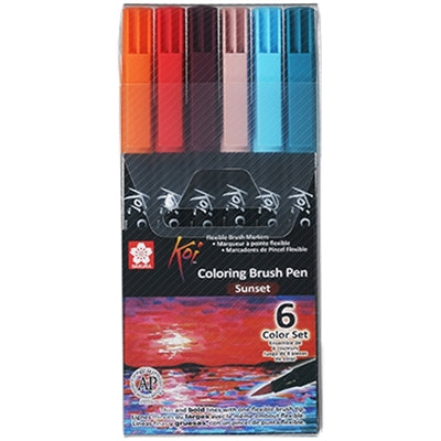 Set 6 Colores Plumón Acuarelable Koi Coloring Brush- Atardecer